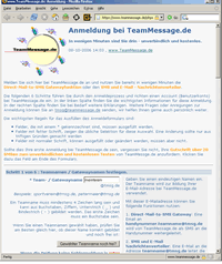 TeamMessage.de SMS Gateway - Anmeldung